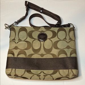 Coach Signature Crossbody Brown and Tan Canvas